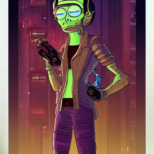 Image similar to ( ( h 0 c 0 k ) ) futurama cyberpunk portrait by gaston bussierre and charles vess and james jean and erik jones and rhads, inspired by rick and morty, huge scale, beautiful fine face features, intricate high details, sharp, ultradetailed