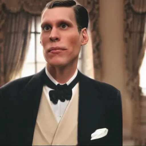 Prompt: Live Action Still of Jerma in Jeeves and Wooster, real life, hyperrealistic, ultra realistic, realistic, highly detailed, epic, HD quality, 8k resolution, body and headshot, film still