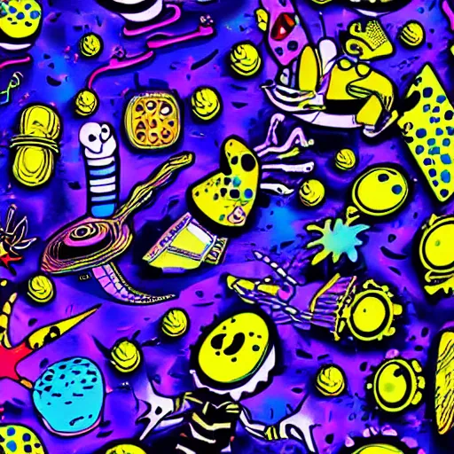 Prompt: psychedelic SpongeBob hd