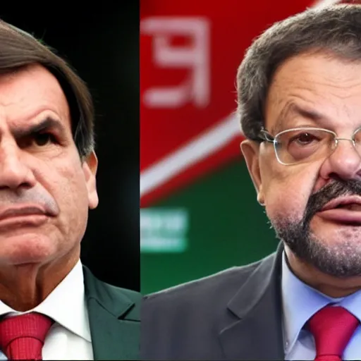 Prompt: jair bolsonaro and Luiz ignácio Lula da Silva fighting to the death
