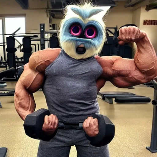 Image similar to bodybuilder furby