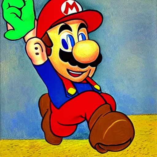 Image similar to portrait of super mario from Nintendo, painted by Vincent van gogh