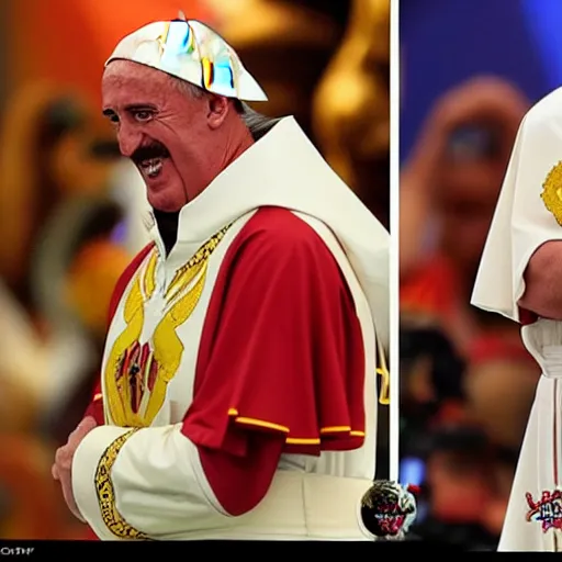 Image similar to Hulk Hogan as the pope, RAW image, high quality, photo, camera