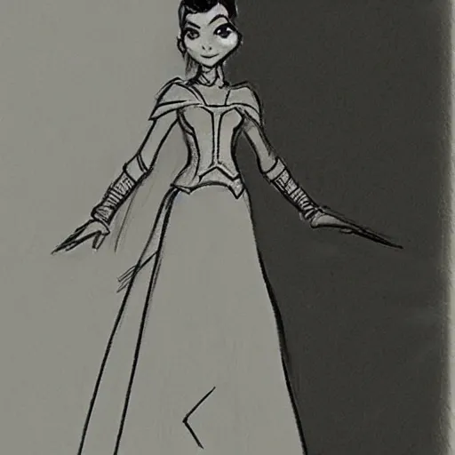 Image similar to milt kahl sketch of victoria justice as princess padme from star wars episode 3