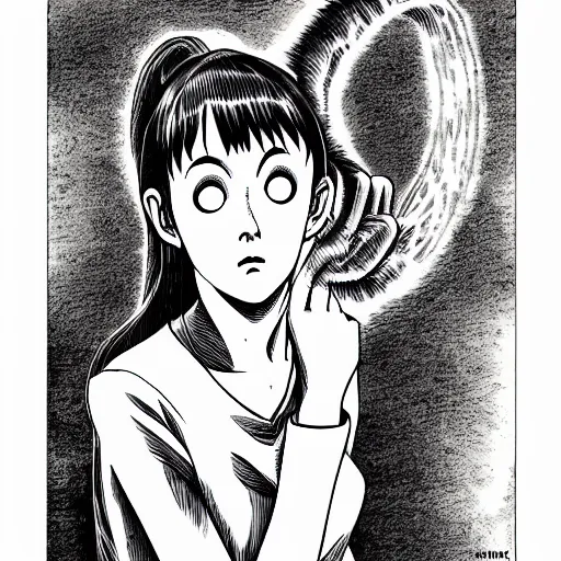 Prompt: young female by junji ito