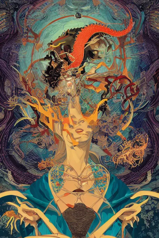 Image similar to Tristan Eaton, victo ngai, peter mohrbacher, artgerm portrait of a dragon