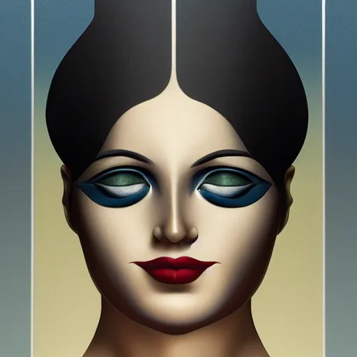 Prompt: art deco skin tone portrait, an ultrafine detailed painting by rafal olbinski, thomas cole, behance contest winner, pop surrealism, detailed painting, very detailed, minimalist, skeuomorphic, airbrush art