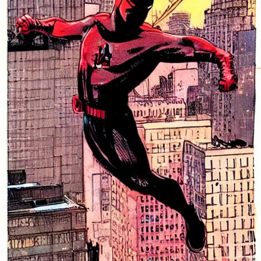 Image similar to daredevil in nyc, by david mack and bill sienkiewicz