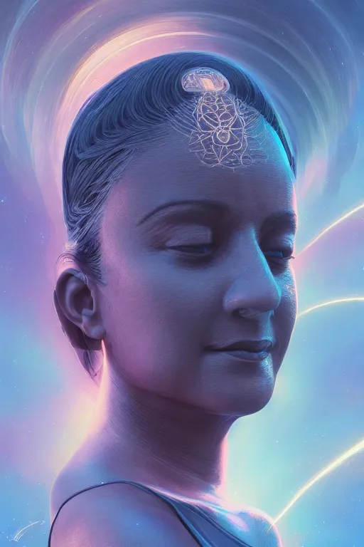 Prompt: paramahansa yogananda, photo, portrait, 3d, high details, intricate details, by vincent di fate, artgerm julie bell beeple, 90s, Smooth gradients, octane render, 8k, volumetric lightning, High contrast, duo tone, depth of field, very coherent symmetrical artwork