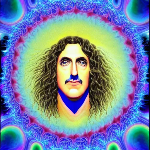 Image similar to weird al as god, infinite, fractal, painting