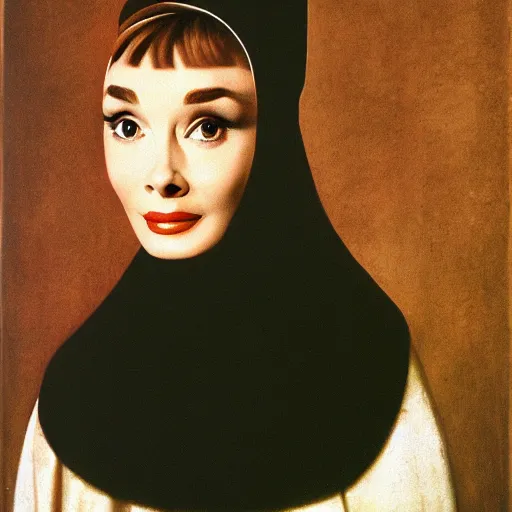 Image similar to audrey hepburn art by jan van eyck