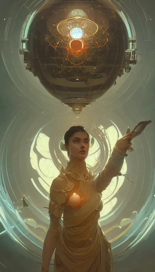 Image similar to a scifi orb drone, religious, elegant, intricate, digital painting, artstation, concept art, smooth, sharp focus, illustration, art by artgerm and greg rutkowski and alphonse mucha