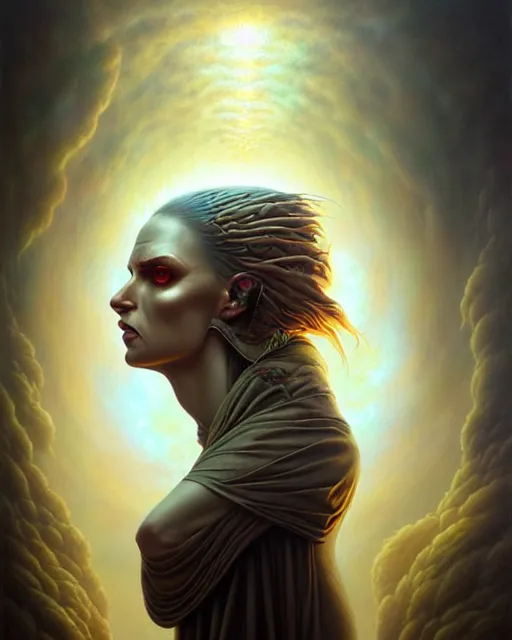 Image similar to a detailed portrait 3 / 4 profile of a mage by tomasz alen kopera and peter mohrbacher