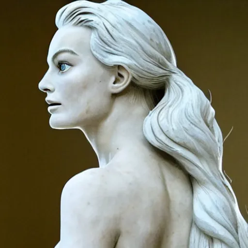 Image similar to margot robbie as a marble statue, female beauty