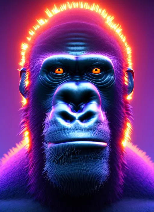 Image similar to 3 d ape shaman profile portrait, sigma 5 0 0 mm f / 5. beautiful intricate highly detailed. bioluminescent, plasma, lava, ice, water, wind, creature, thunderstorm! artwork by tooth wu and wlop and beeple and greg rutkowski, 8 k trending on artstation,