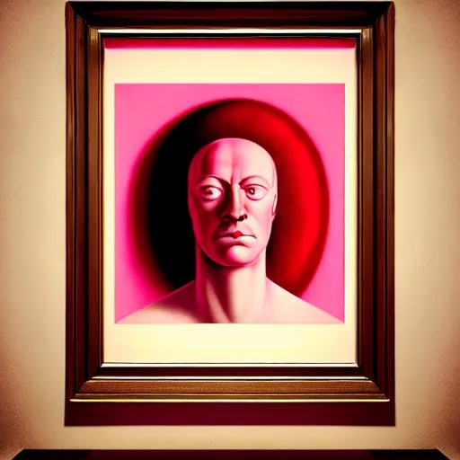 Image similar to surreal red and pink conceptual figurative post - morden monumental dynamic portrait by magritte and hogarth, inspired by william blake and gaugin, illusion surreal art, highly conceptual figurative art, intricate detailed illustration, controversial poster art, polish poster art, geometrical drawings, no blur