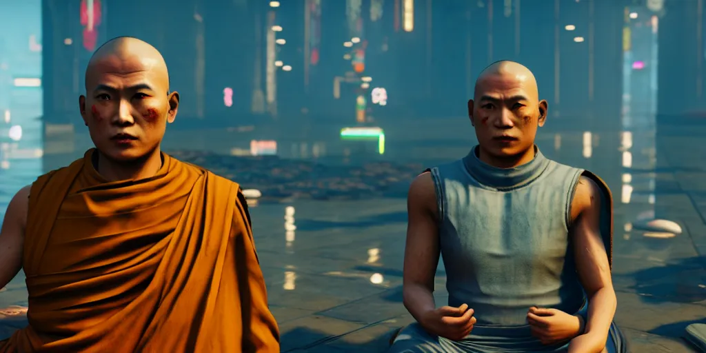 Prompt: Buddhist Monk in Cyberpunk 2077