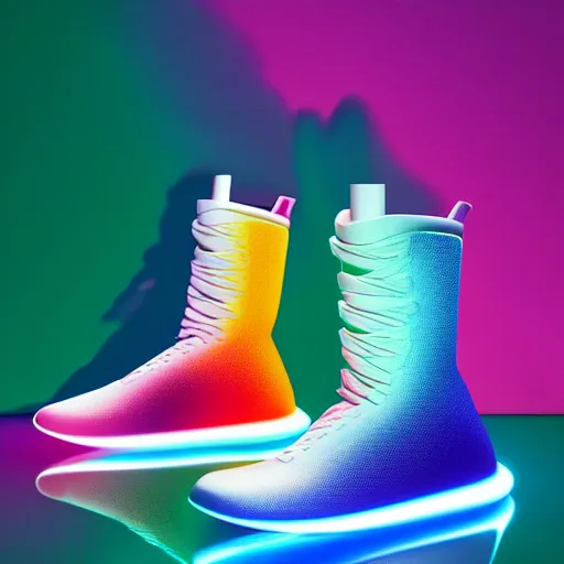 Image similar to futuristic balenciaga and vetements sneakers by felipe pantone ultra rendered extreme realism and detail, 8 k, highly detailed, realistic, pbr, surreal, hyper realistic, colorful, direct lighting, photorealistic,