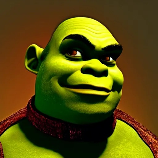 Image similar to Shrek as Neo from The Matrix, early screen test, cinematic, Kodak 2383 film