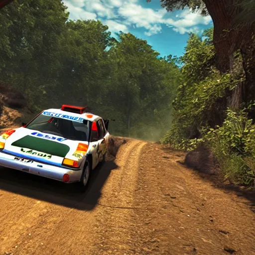 Image similar to screenshot of sega rally by sega ultra detailed photorealistic unreal engine 4 k