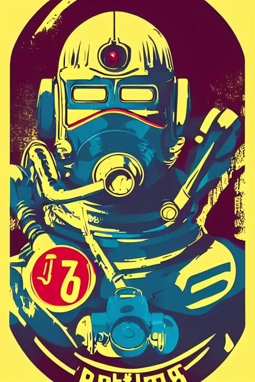 Image similar to fallout 7 6 retro futurist illustration art by butcher billy, sticker, colorful, illustration, highly detailed, simple, smooth and clean vector curves, no jagged lines, vector art, smooth andy warhol style