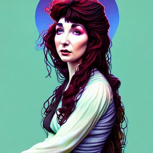 Image similar to richly detailed color illustration very beautiful kate bush illustrated by artgerm and mina petrovic and timothy kong and marina federovna. 3 - d shadowing, wuthering heights