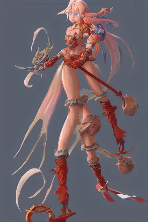 Prompt: character of breath of fire 4 by the artist Max Berthelot. Rendering the full body character . Sharp focus, full of details, by jenny harder and Jason Nguyen , art book, trending on artstation and cell shading