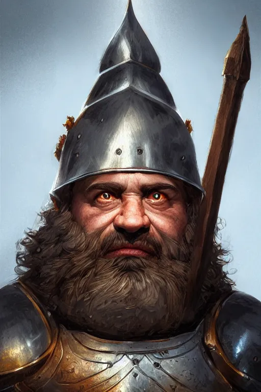 Image similar to dwarf knight portrait, highly detailed, d & d, fantasy, highly detailed, digital painting, trending on artstation, concept art, sharp focus, illustration, global illumination, ray tracing, realistic shaded, art by artgerm and greg rutkowski and fuji choko and viktoria gavrilenko and hoang lap