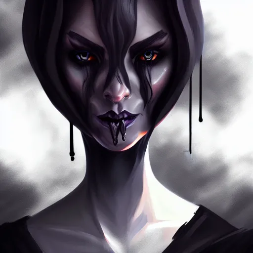 Image similar to dark witch character black colors, highly detailed, digital painting, artstation, concept art, smooth, sharp focus, illustration