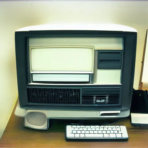 Image similar to windows 3. 1 photo of old computer with crt monitor