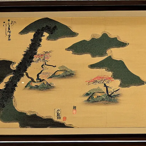 Image similar to ancient japanese landscape painting