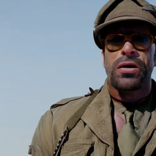 Prompt: cinematic still of kirk lazarus character in tropic thunder movie