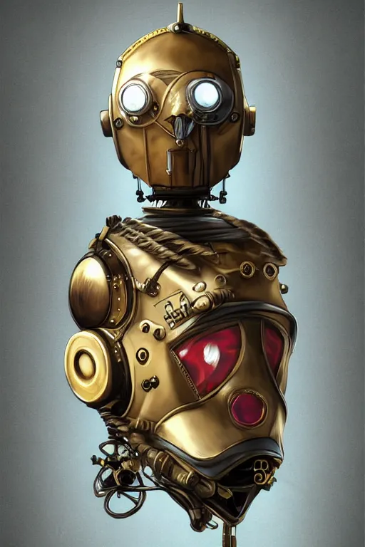 Image similar to steampunk helmet fantasy art mask robot ninja stylized digital illustration sharp focus, elegant intricate digital painting artstation concept art global illumination ray tracing advanced technology chaykin howard and campionpascale and cooke darwyn and davis jack