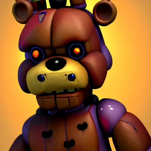 Prompt: portrait of Freddy Fazbear from Five Nights at Freddys, unreal engine 5, trending on art station, by Scott Cawthon