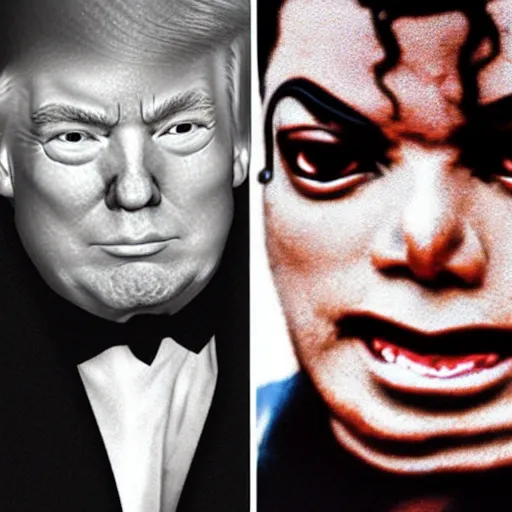 Image similar to donald trump wrestling michael jackson, photorealistic in the style of ansel adams