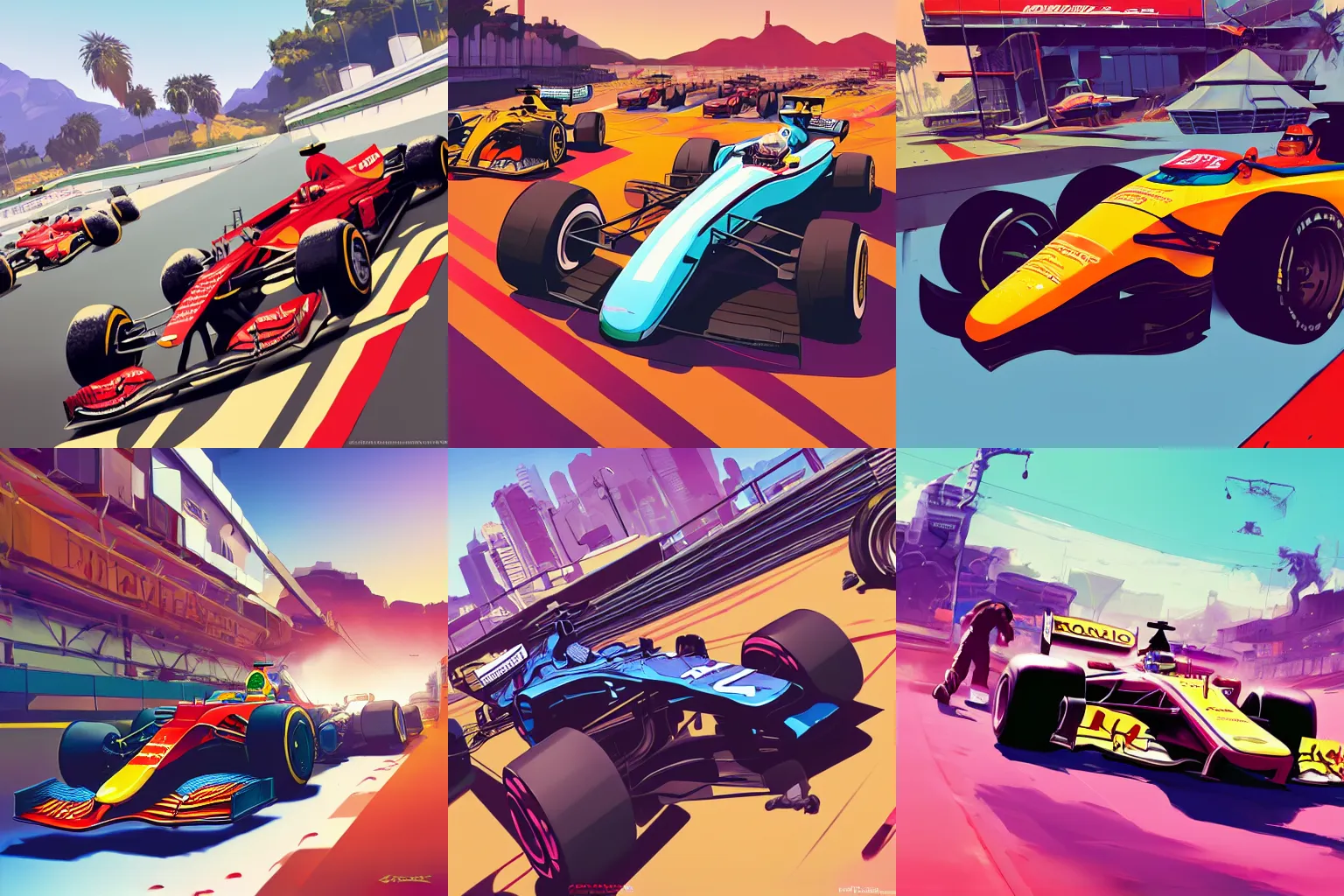 Formula 1 Car Gta 5 Cover Art Borderlands Style Stable Diffusion 