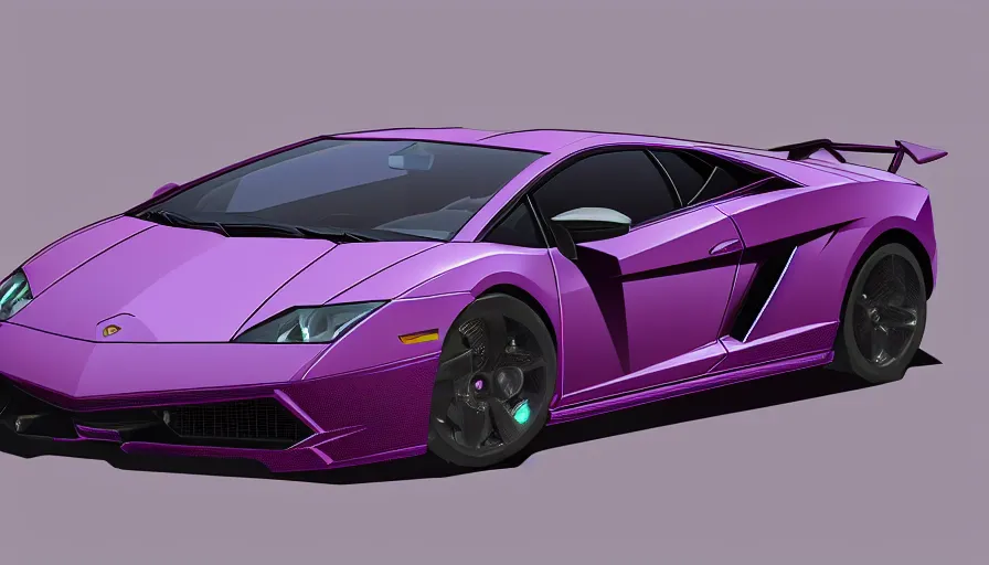 Prompt: purple and gold lamborghini galardo, black interior, hyperdetailed, artstation, cgsociety, 8 k