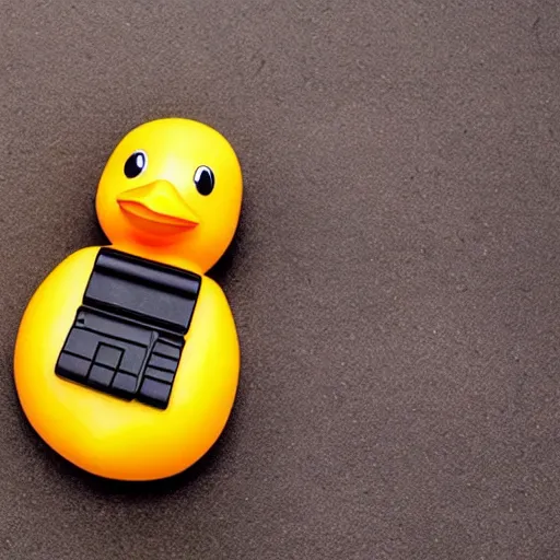 Image similar to a rubber duck holding a glock