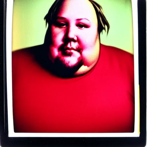 Image similar to color polaroid portrait of a fat man by andy warhol. photography, instant photography, color accurate