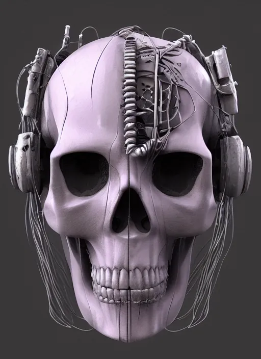 Image similar to cyberpunk skull, ivy, death, hardmesh, hard surface