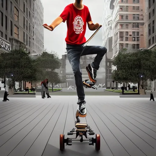 Image similar to Ultra realistic illustration of a skater in the city