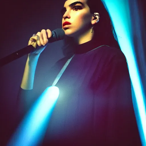 Image similar to dramatic lighting dua lipa backstage