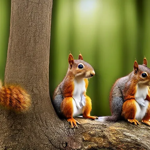 Image similar to studio photograph of squirrels from alternate universes, animal photography, cute, aww