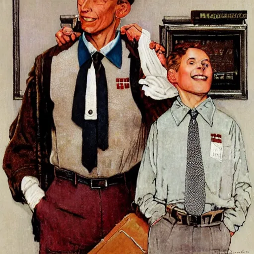 Prompt: sweater, shirt and tie, by norman rockwell