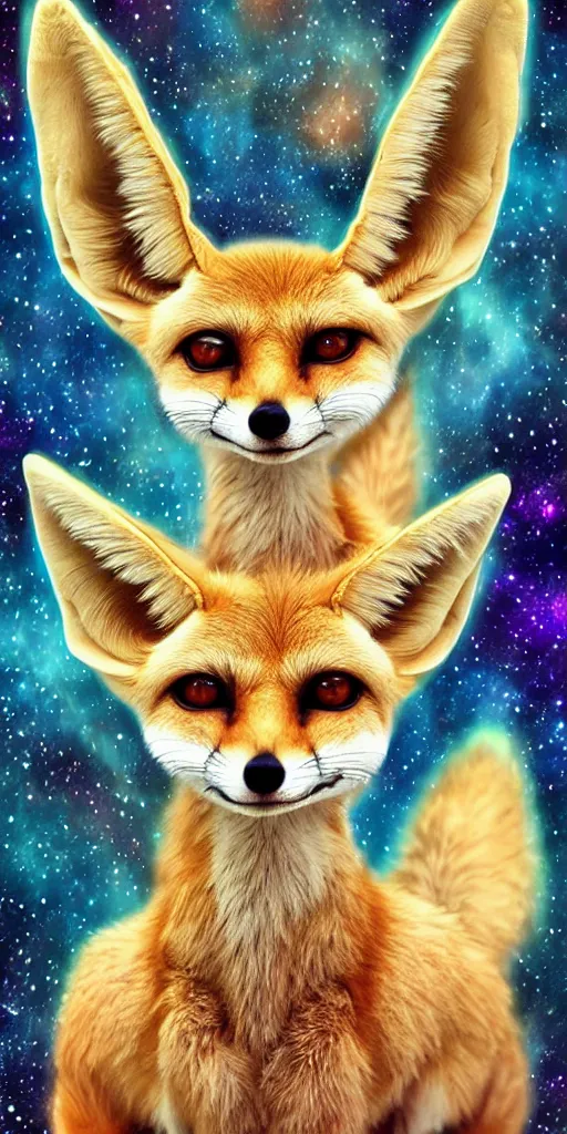 Prompt: a humanoid fennec fox being, the absolute master and creator of the universe with infinite wisdom and cosmos inter - dimensional connection, incredible digital art, realistic, masterpiece