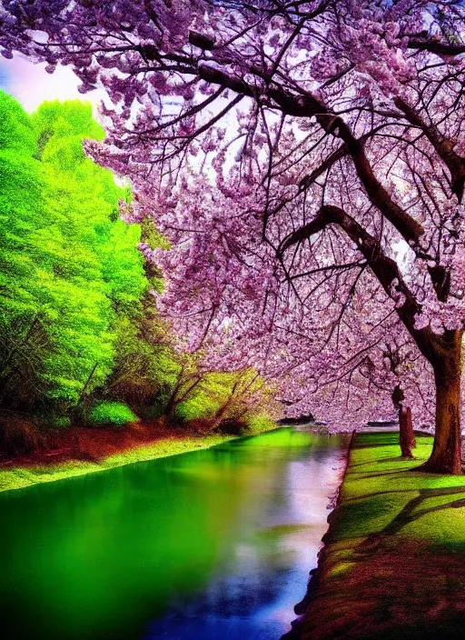 Image similar to beautiful spring season photography trees and river award winning cinematography