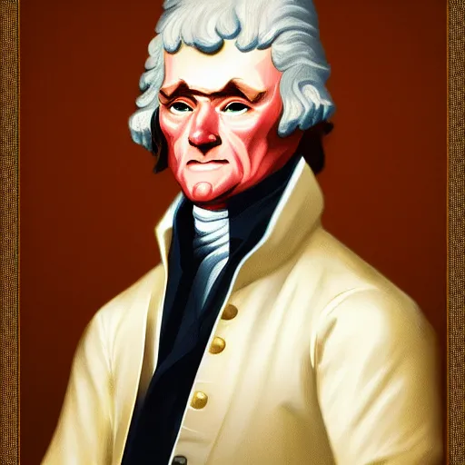 Prompt: portrait of thomas jefferson, grand wizard of the golden fleece, ukiyo - no oshisaka style painting, trending on artstation