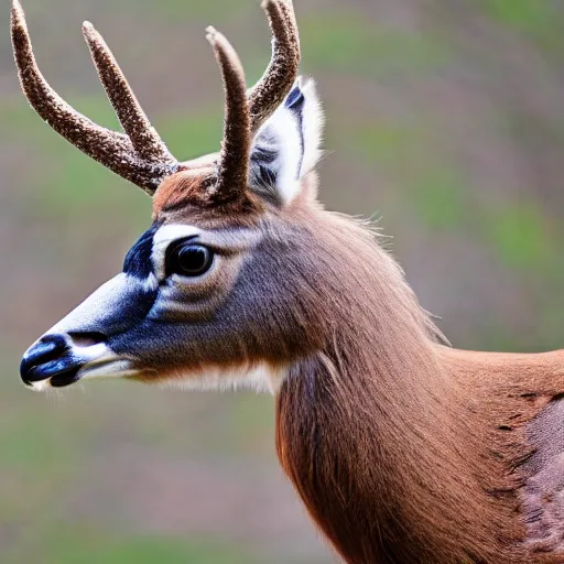 Image similar to photograph of a feathery deer in nature, 4K, highly detailed, photo realistic