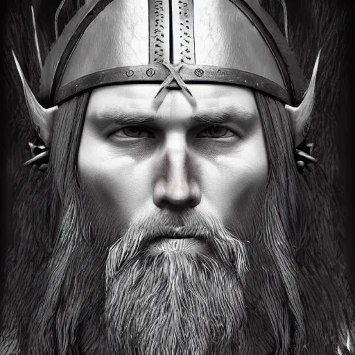 Prompt: a portrait of Varg Vikernes dressed as an ancient viking warrior, digital art, highly detailed, trending on artstationhq