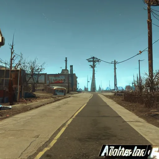 Image similar to Abbey Road post-nuclear war in Fallout 4, in game screenshot